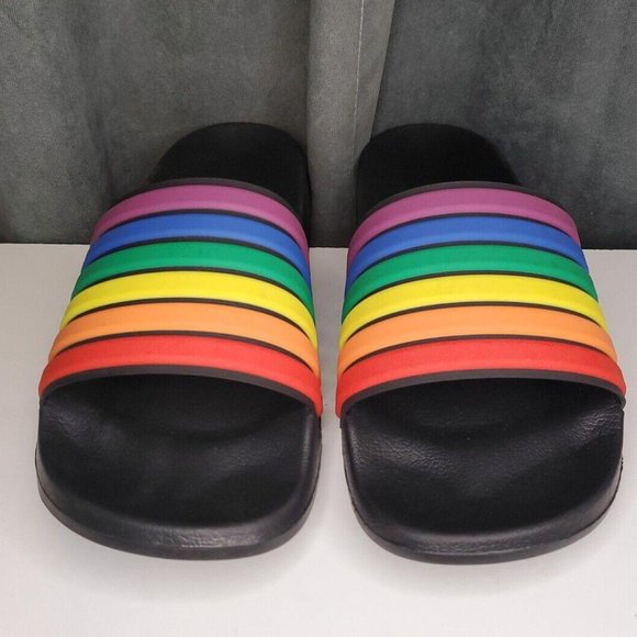 PRIDE SLIDES Slippers Rainbow LGBTQ Slip On XL 13 New! - Picture 3 of 7